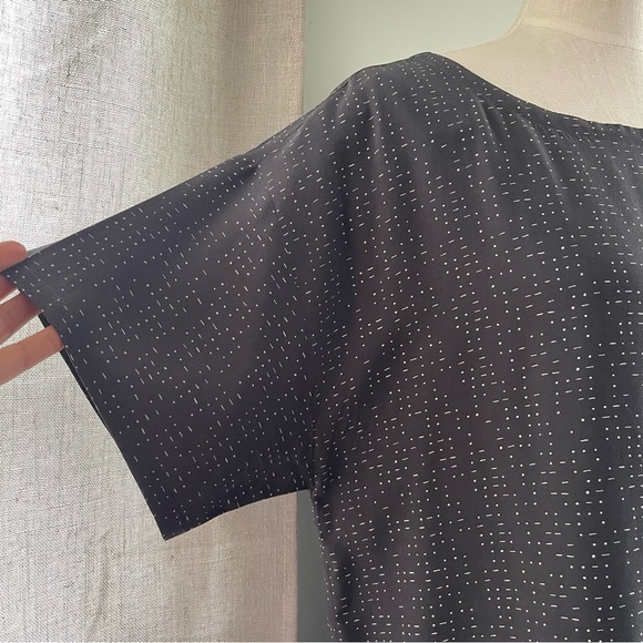Eileen Fisher Morse Code Graphite gray Shift Dress Tencel blend Large - Picture 2 of 4